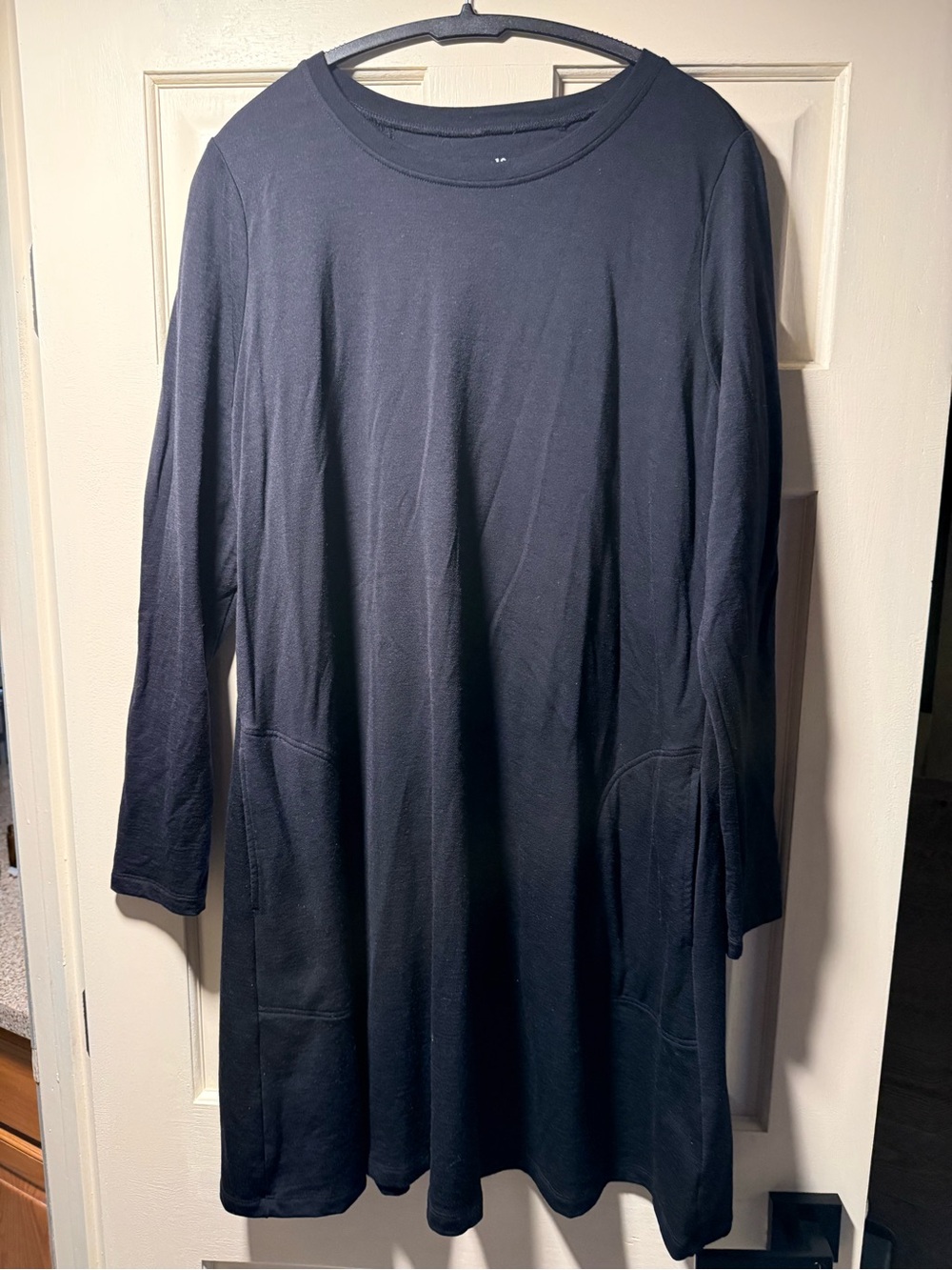 wool& Eliza Swing Dress XL Black Merino Wool Long Sleeve Pockets